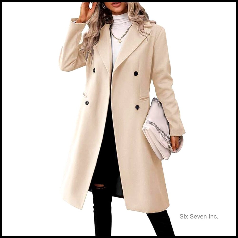 Polyester And Wool Blend Double Breasted Pea Coat… - image 1